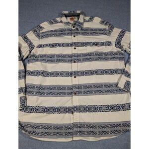 Ruff Hewn Mens XXL Blue Cream Southwestern Geometric Print Button Down Shirt